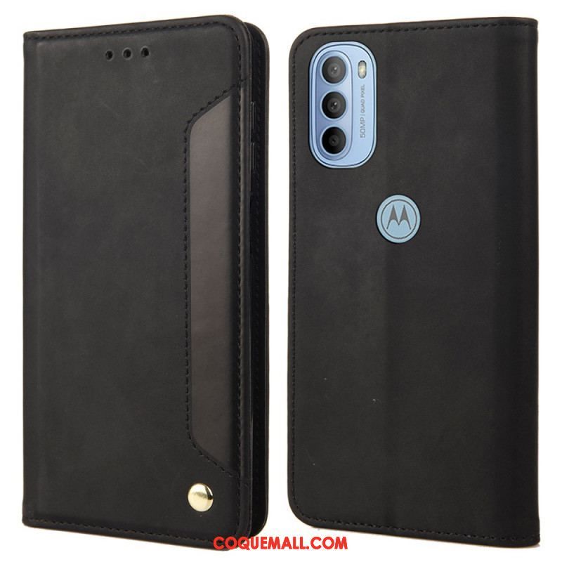 Flip Cover Moto G51 5G Effet Cuir Business Bicolore