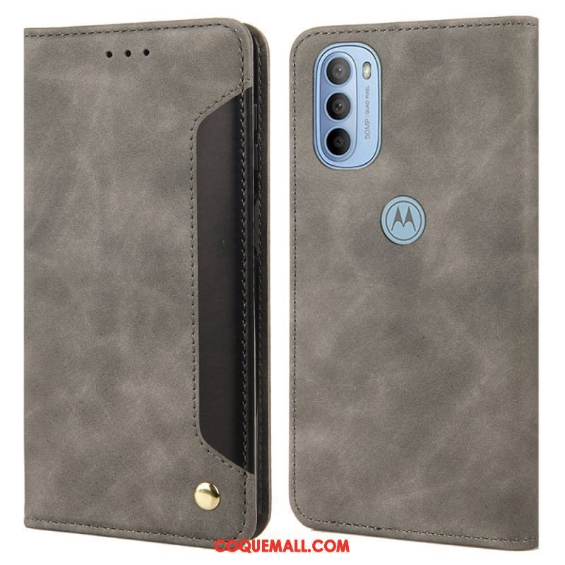 Flip Cover Moto G51 5G Effet Cuir Business Bicolore