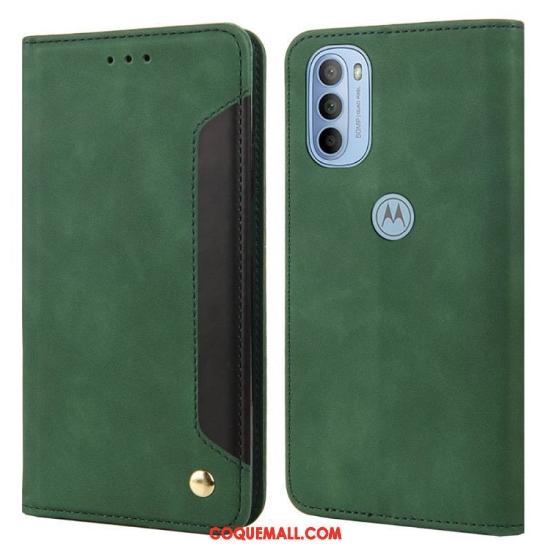 Flip Cover Moto G51 5G Effet Cuir Business Bicolore