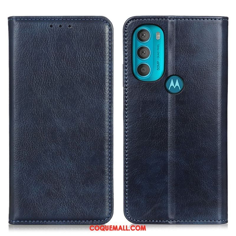 Flip Cover Moto G71 5G Cuir Fendu Texturé