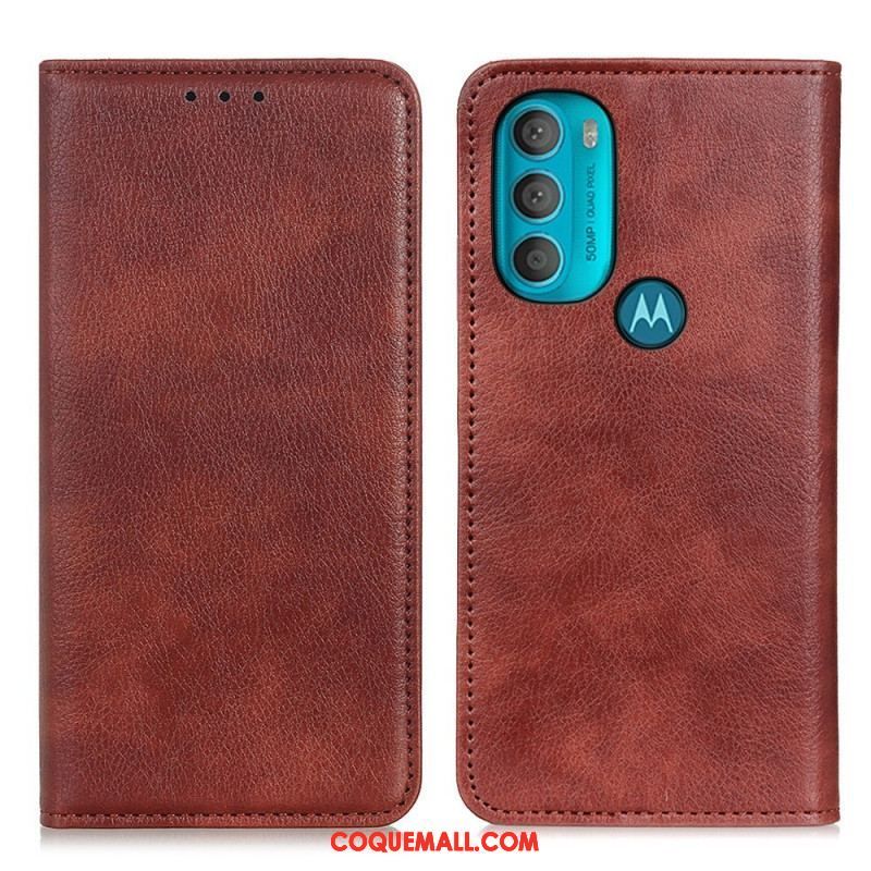 Flip Cover Moto G71 5G Cuir Fendu Texturé