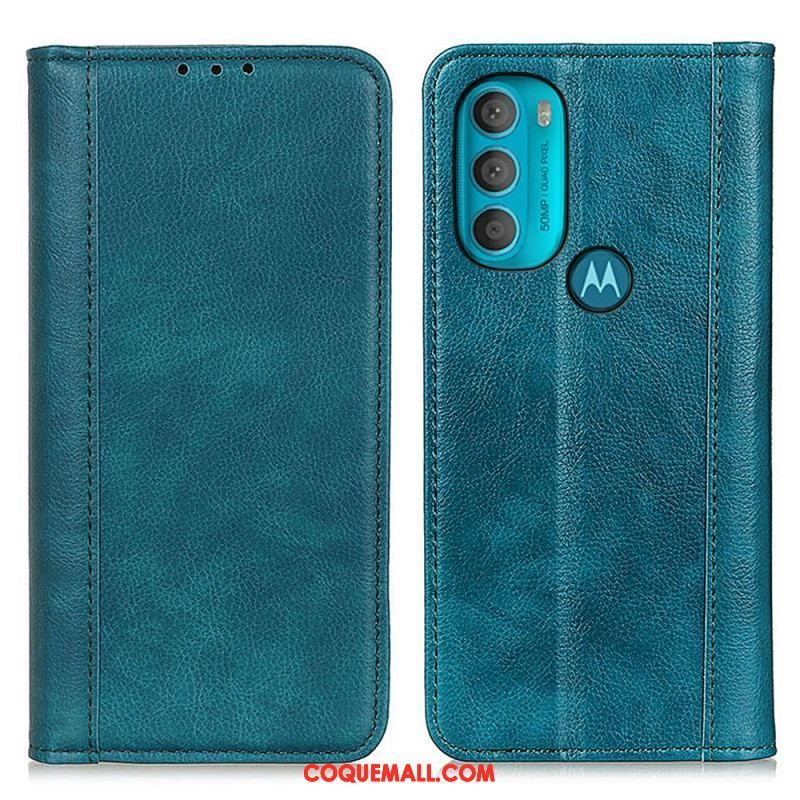 Flip Cover Moto G71 5G Cuir Litchi Fendu Élégance