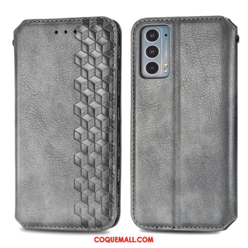 Flip Cover Motorola Edge 20 Effet Cuir Texture Diamant