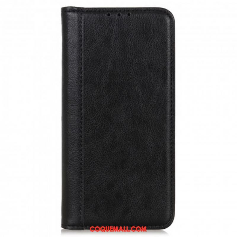 Flip Cover Motorola Edge 20 Pro Version Cuir Litchi Fendu