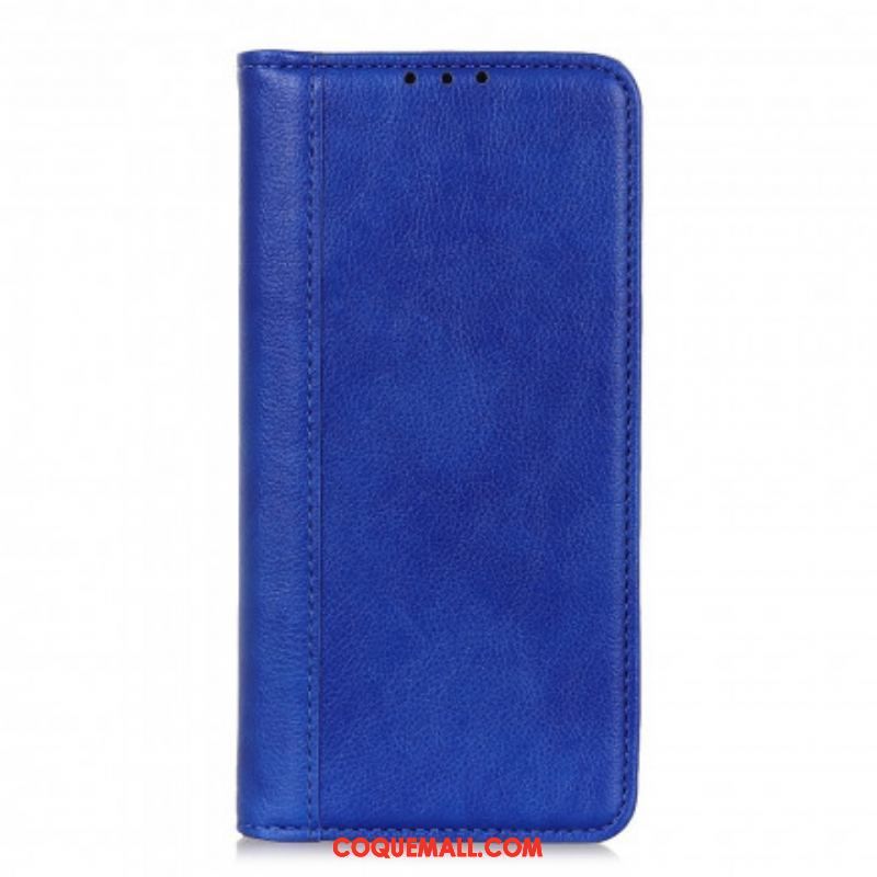 Flip Cover Motorola Edge 20 Version Cuir Litchi Fendu