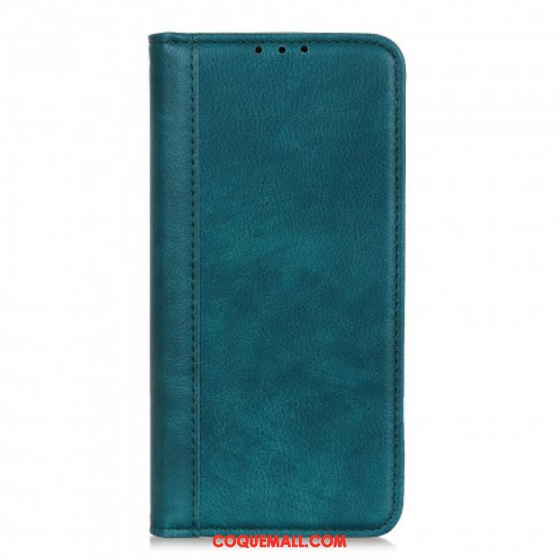 Flip Cover Motorola G60s Version Cuir Litchi Fendu