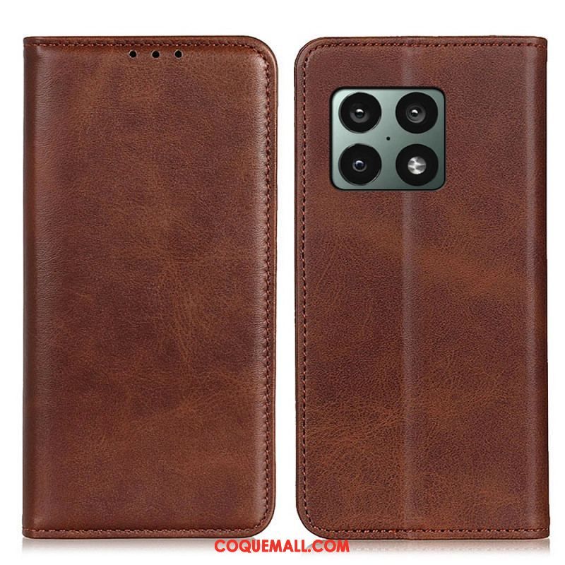 Flip Cover OnePlus 10 Pro 5G Cuir Fendu Élégance