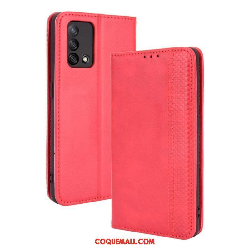 Flip Cover Oppo A74 4G Effet Cuir Vintage Stylisé