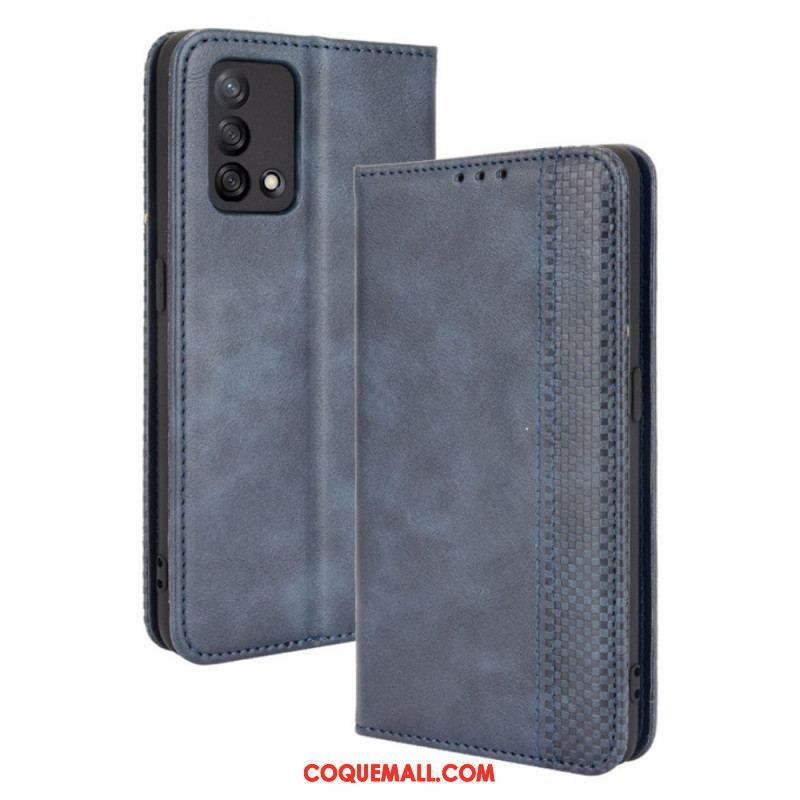 Flip Cover Oppo A74 4G Effet Cuir Vintage Stylisé