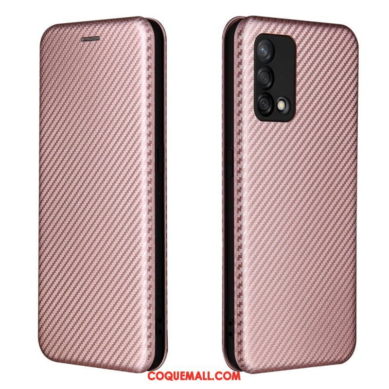 Flip Cover Oppo A74 4G Fibre Carbone