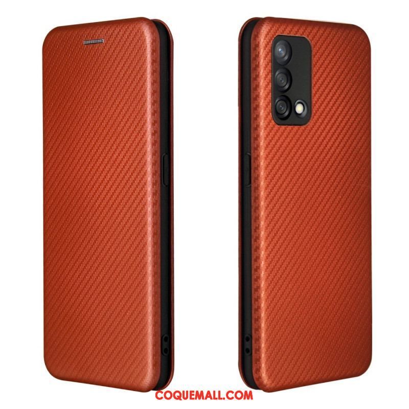 Flip Cover Oppo A74 4G Fibre Carbone