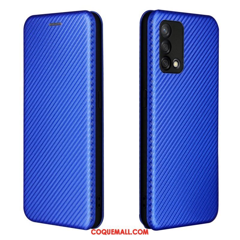 Flip Cover Oppo A74 4G Fibre Carbone