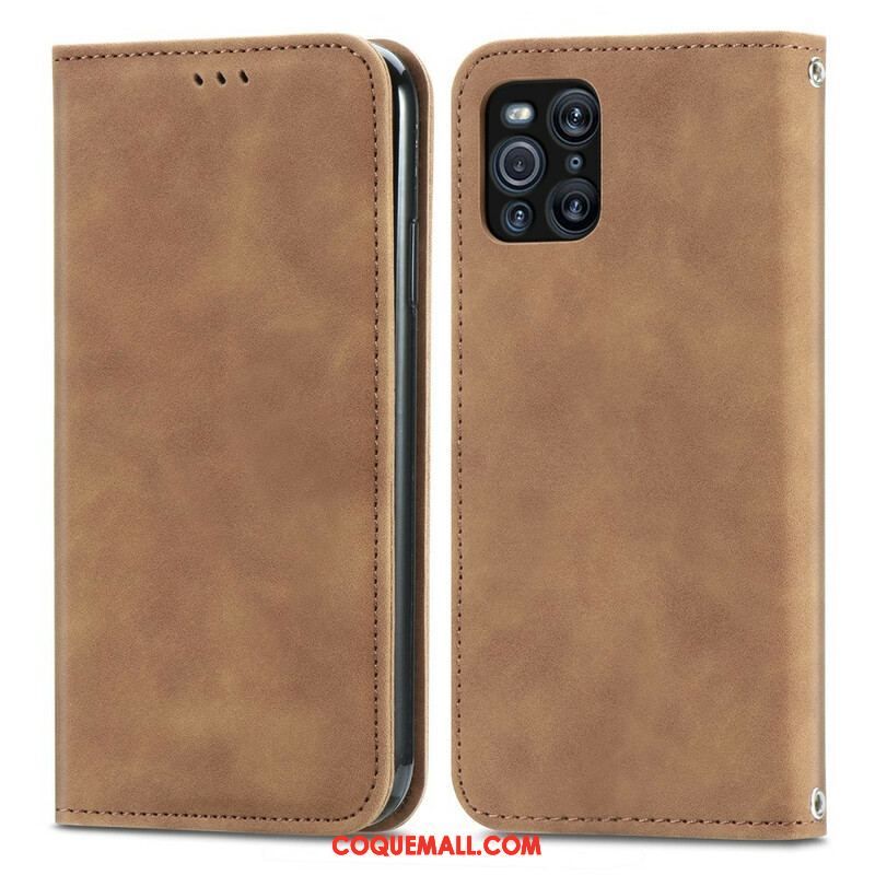 Flip Cover Oppo Find X3 / X3 Pro Simili Cuir Vintage