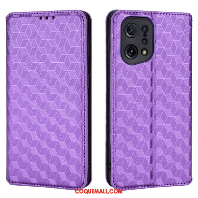 Flip Cover Oppo Find X5 Effet Cuir Diamant