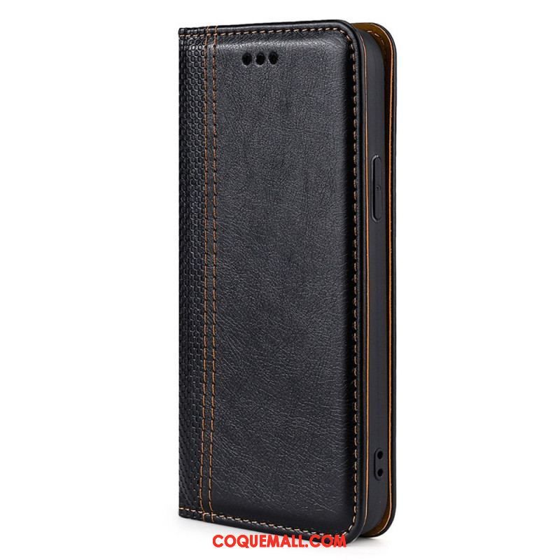 Flip Cover Oppo Find X5 Lite Cuir Litchi Fendu Coutures