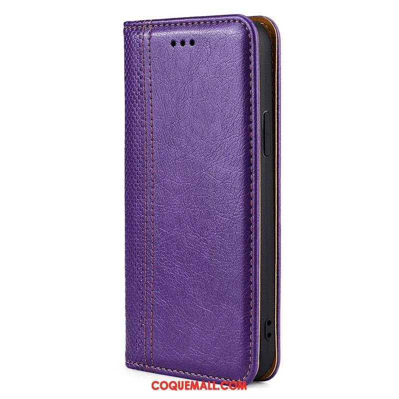 Flip Cover Oppo Find X5 Lite Cuir Litchi Fendu Coutures