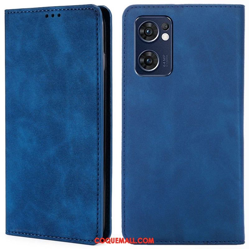 Flip Cover Oppo Find X5 Lite Skin-Touch Effet Cuir