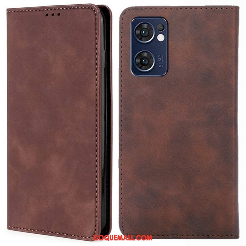 Flip Cover Oppo Find X5 Lite Skin-Touch Effet Cuir