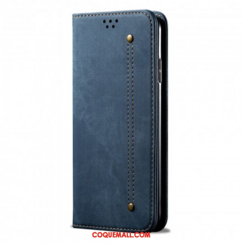 Flip Cover Oppo Reno 6 5G Tissu Jeans