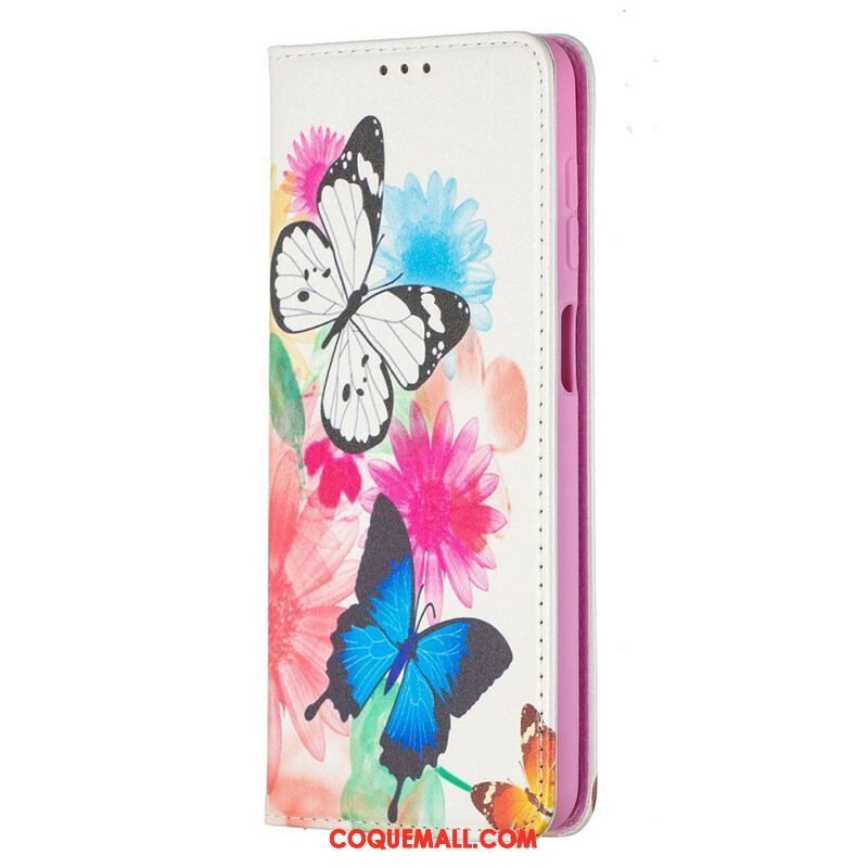 Flip Cover Samsung Galaxy A12 / M12 Papillons Colorés