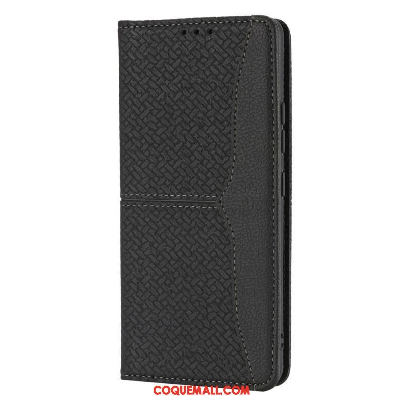 Flip Cover Samsung Galaxy A12 / M12 Style Cuir Tissée à Lanière