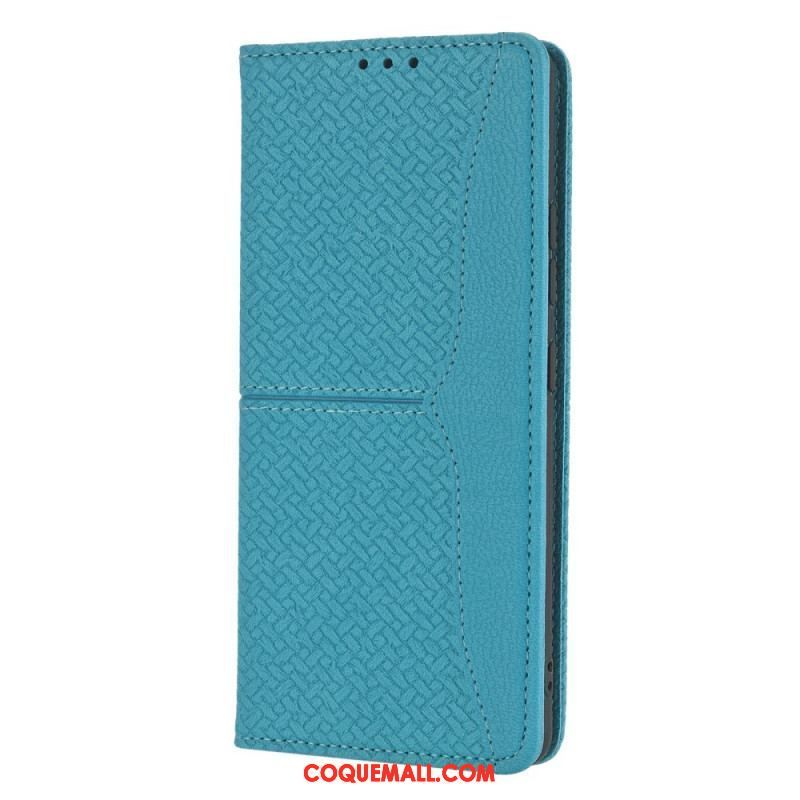 Flip Cover Samsung Galaxy A12 / M12 Style Cuir Tissée à Lanière