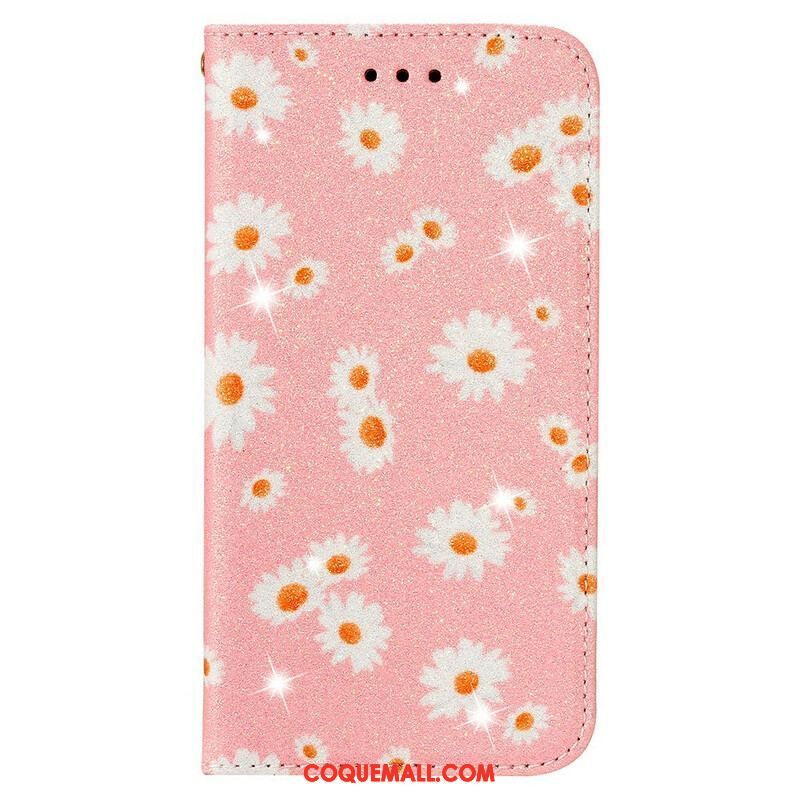 Flip Cover Samsung Galaxy A51 5G Simili Cuir Marguerites