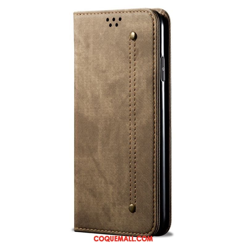 Flip Cover Samsung Galaxy M32 Tissu Jeans