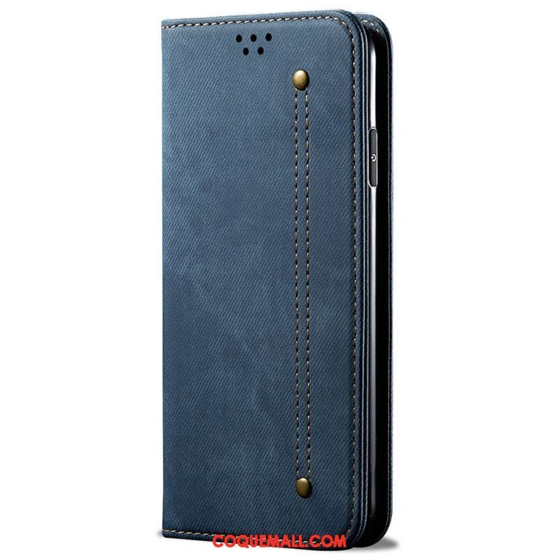 Flip Cover Samsung Galaxy M52 5G Tissu Jeans