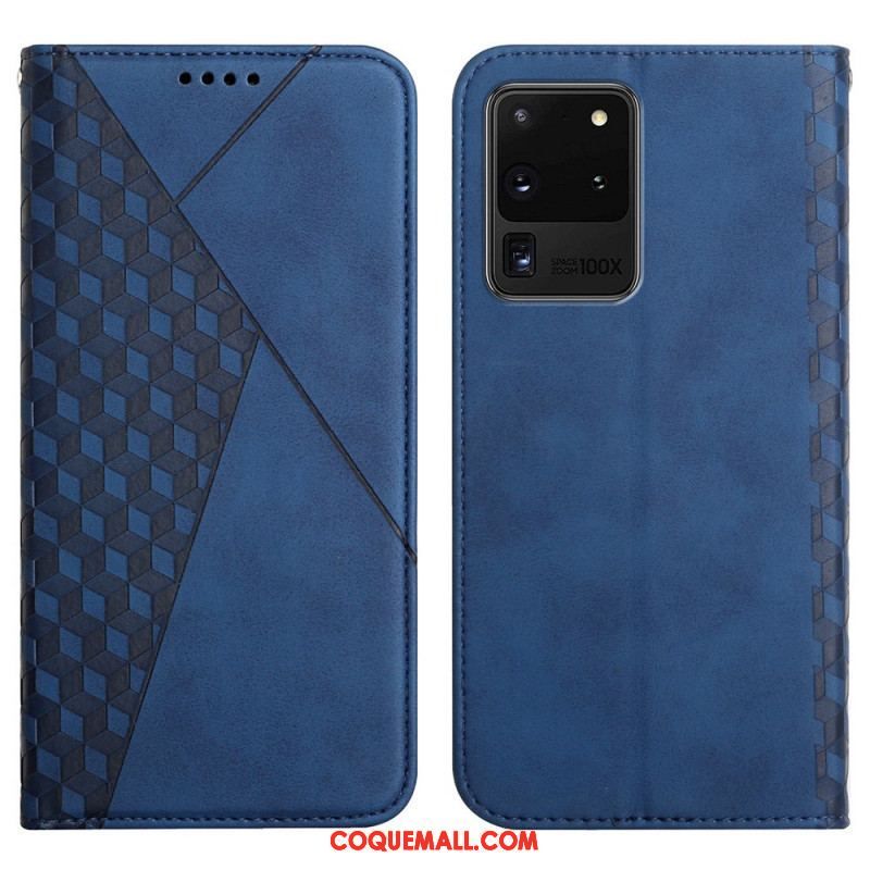 Flip Cover Samsung Galaxy S20 Ultra Effet Cuir Géo