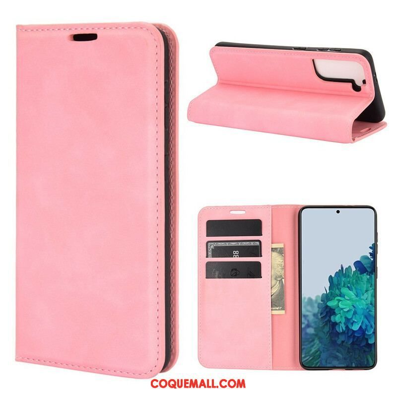 Flip Cover Samsung Galaxy S21 5G Effet Cuir Douceur