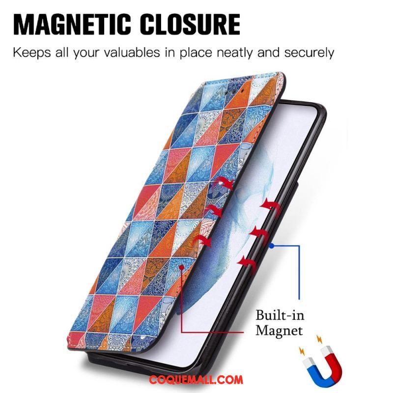 Flip Cover Samsung Galaxy S21 Ultra 5G Motif Coloré Surprenant