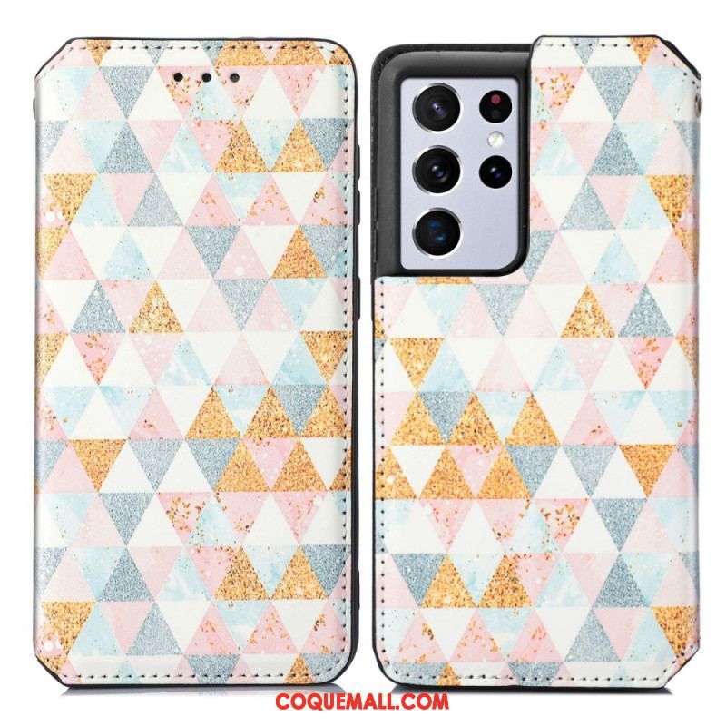 Flip Cover Samsung Galaxy S21 Ultra 5G Motif Coloré Surprenant