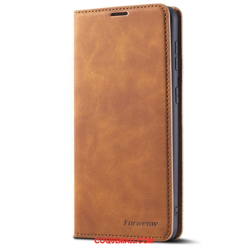 Flip Cover Samsung Galaxy S22 5G Effet Cuir FORWENW