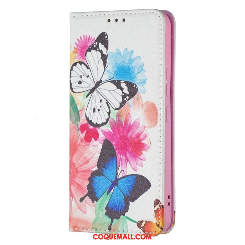 Flip Cover Samsung Galaxy S22 5G Papillons Colorés