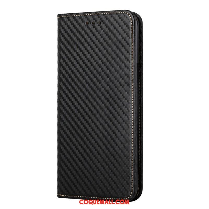 Flip Cover Samsung Galaxy S22 Ultra 5G Fibre Carbone à Lanière