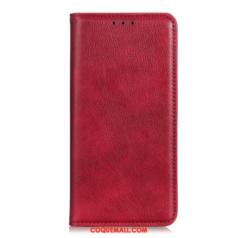 Flip Cover Samsung Galaxy S23 5G Cuir Fendu Litchi