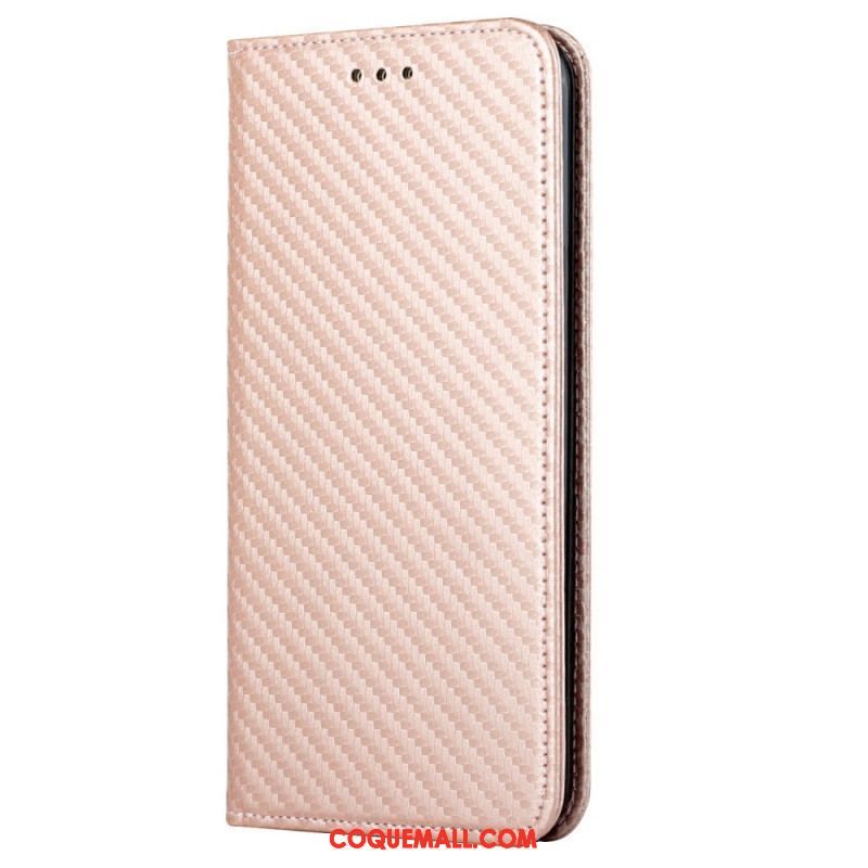 Flip Cover Samsung Galaxy S23 5G Style Fibre Carbone à Lanière