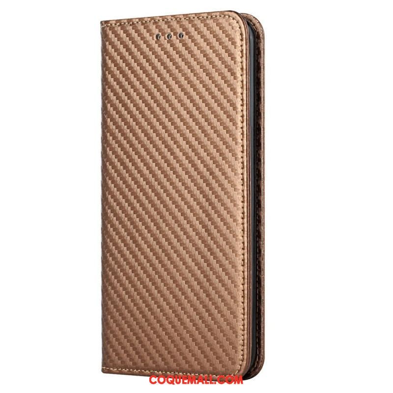 Flip Cover Samsung Galaxy S23 Plus 5G Style Fibre Carbone à Lanière