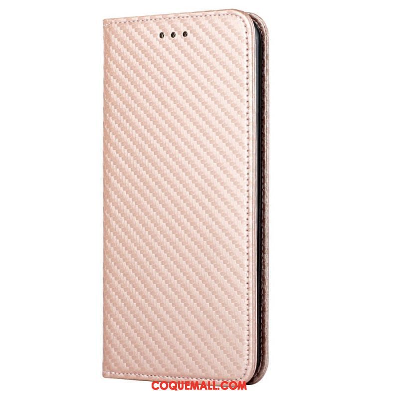 Flip Cover Samsung Galaxy S23 Plus 5G Style Fibre Carbone à Lanière