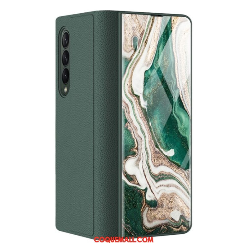 Flip Cover Samsung Galaxy Z Fold 3 5G Verre Trempé Effet Marbre