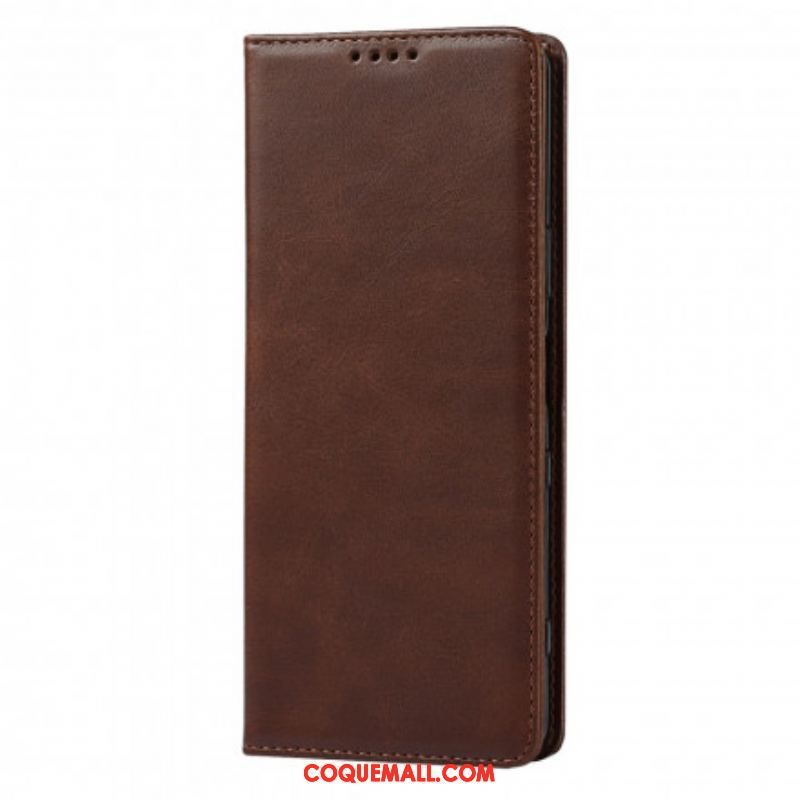 Flip Cover Sony Xperia 1 III Cuir Véritable Classique