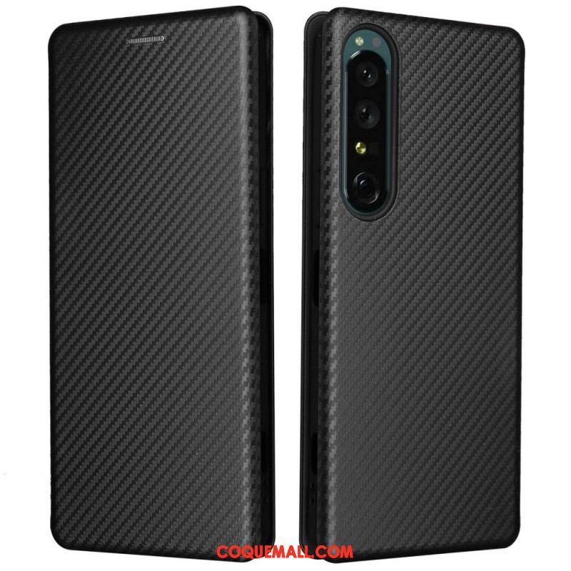 Flip Cover Sony Xperia 1 IV Texture Fibre Carbone