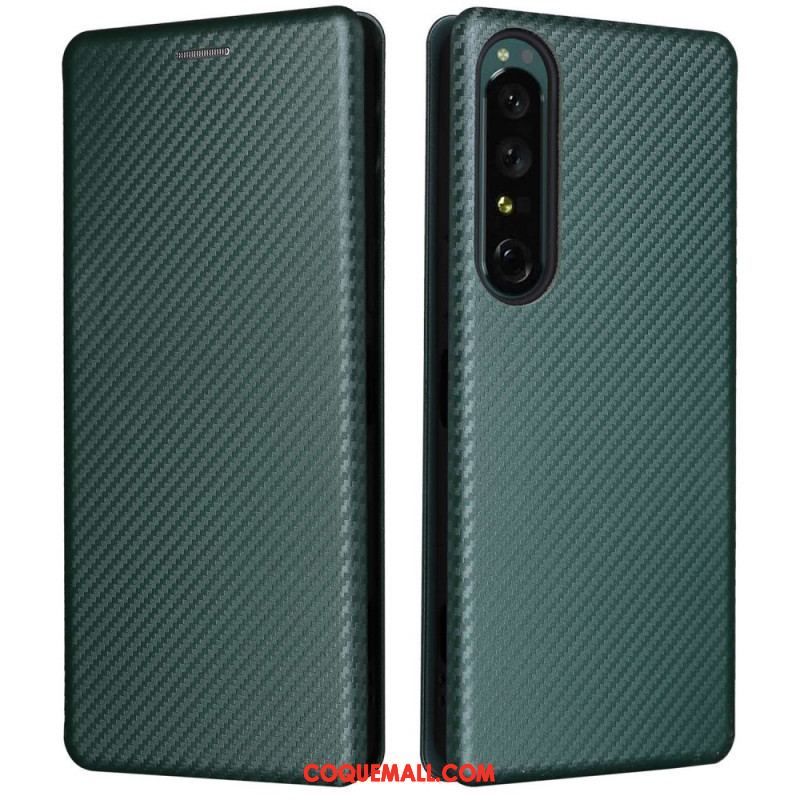 Flip Cover Sony Xperia 1 IV Texture Fibre Carbone