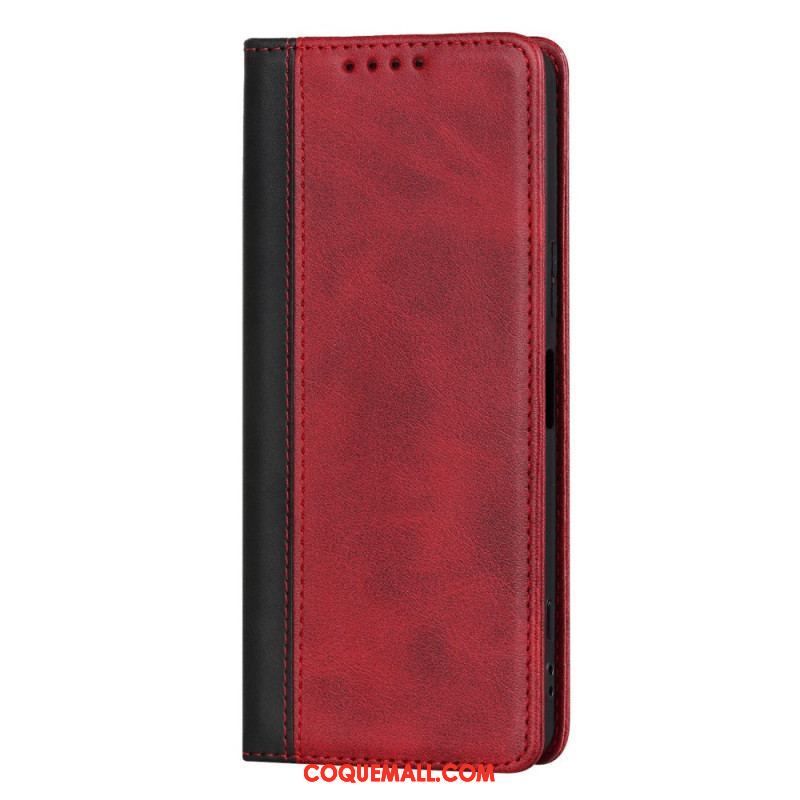 Flip Cover Sony Xperia 5 IV Bicolore Effet Cuir