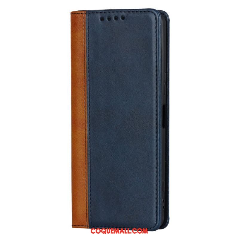 Flip Cover Sony Xperia 5 IV Bicolore Effet Cuir