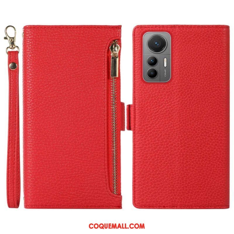 Flip Cover Xiaomi 12 Lite Pochette Frontale et Lanière