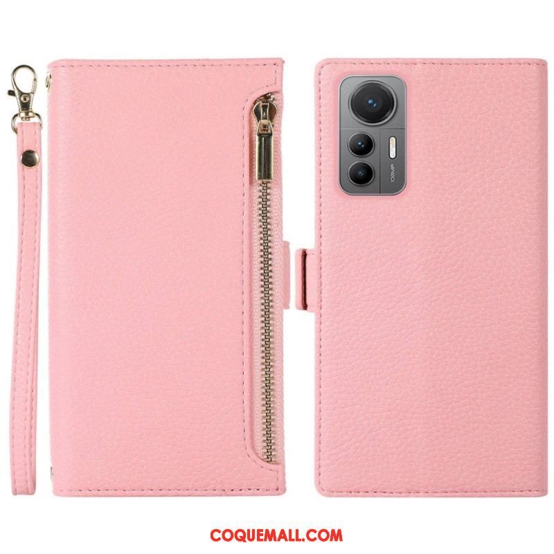 Flip Cover Xiaomi 12 Lite Pochette Frontale et Lanière