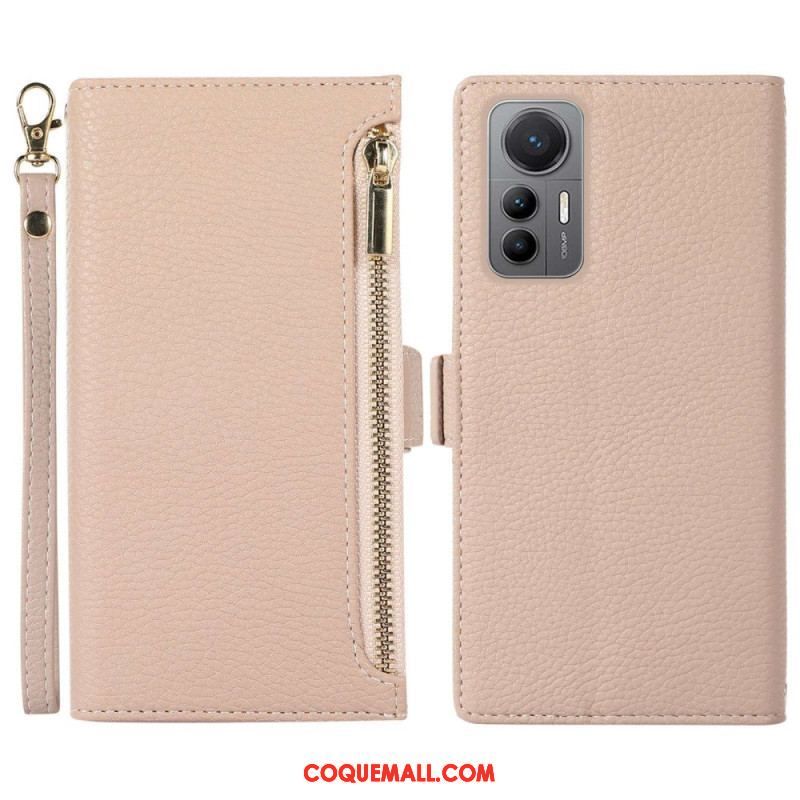 Flip Cover Xiaomi 12 Lite Pochette Frontale et Lanière