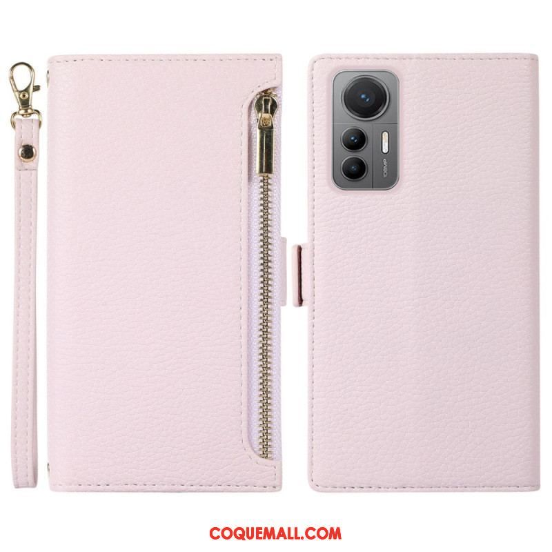 Flip Cover Xiaomi 12 Lite Pochette Frontale et Lanière